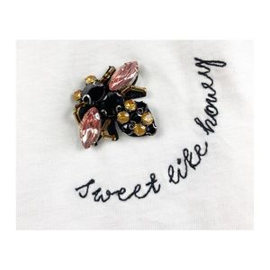Clearance Bumble Bee Beaded White Tee Medium